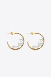 Can't Stop Your Shine Pearl C-Hoop Earrings - Shah S. Sahota